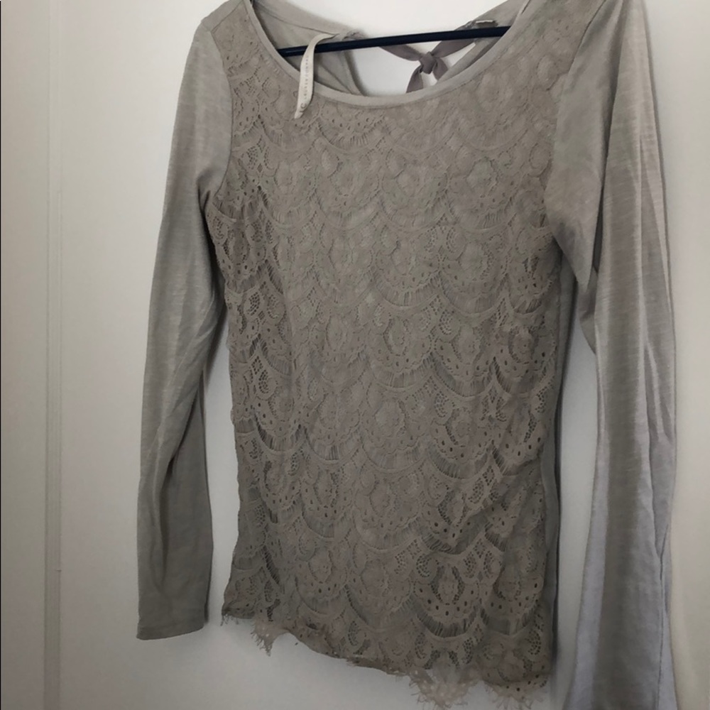 Gray lace long sleeve